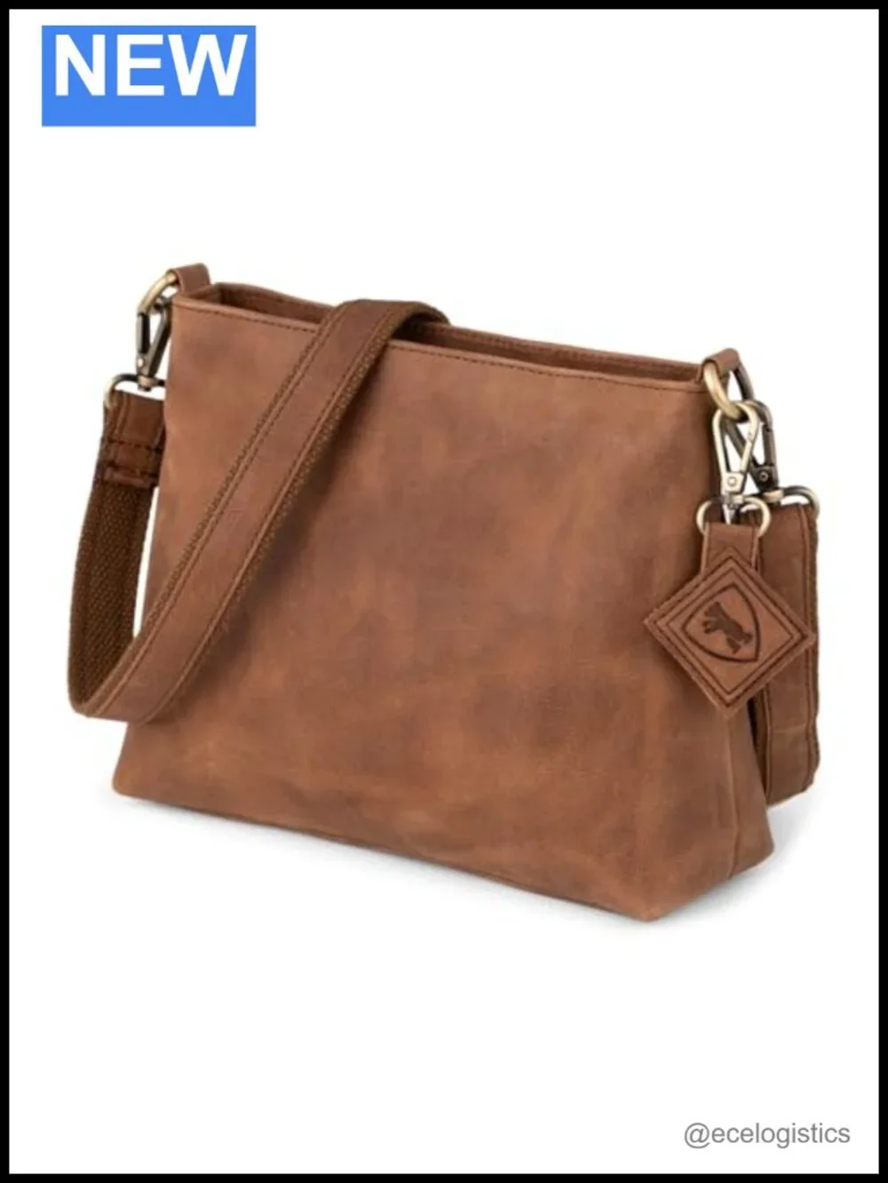 Genuine Leather Crossbody Bag Adjustable Strap Detachable Pouch YKK Zipper